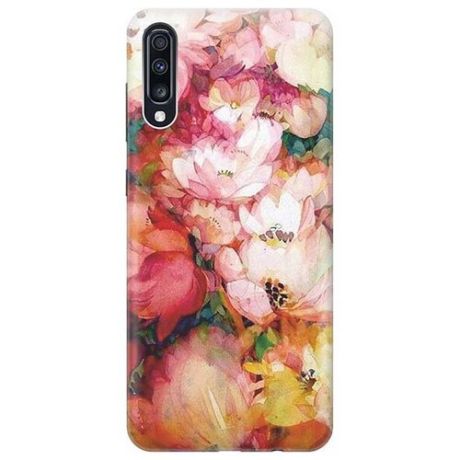 Ультратонкий силиконовый чехол-накладка для Samsung Galaxy A70 / A70s с принтом "Яркие цветы"