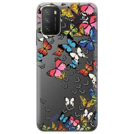 Ультратонкий силиконовый чехол-накладка ClearView для Xiaomi Poco M3 с 3D принтом "Magic Butterflies"