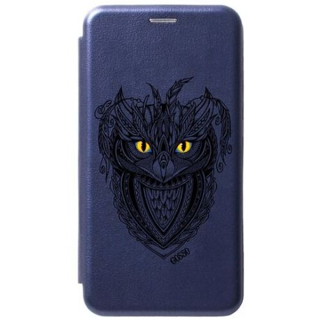 Чехол-книжка Book Art Jack для Xiaomi Redmi Note 9 с принтом "Grand Owl" синий