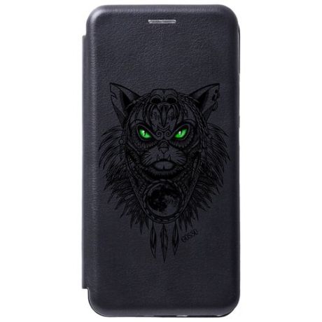 Чехол-книжка Book Art Jack для Samsung Galaxy A12 с принтом "Shaman Cat" черный