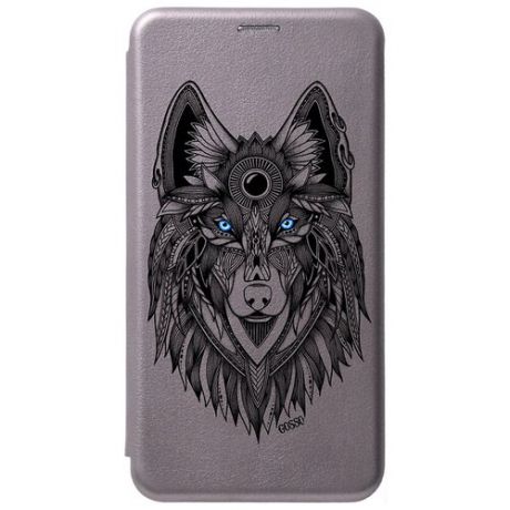Чехол-книжка Book Art Jack для Apple iPhone 12 Pro Max с принтом "Grand Wolf" серый