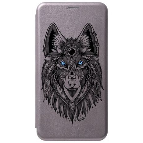 Чехол-книжка Book Art Jack для Samsung Galaxy A20s с принтом "Grand Wolf" серый