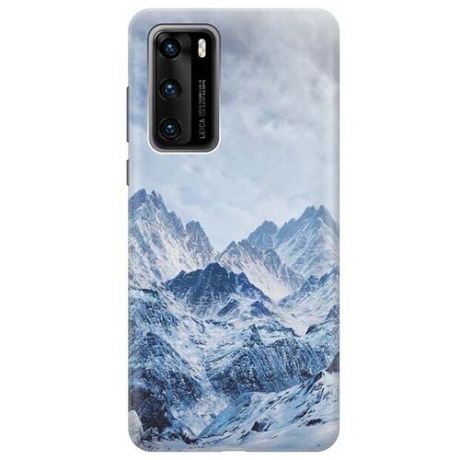 Ультратонкий силиконовый чехол-накладка для Huawei P40 с принтом "Снежные горы"