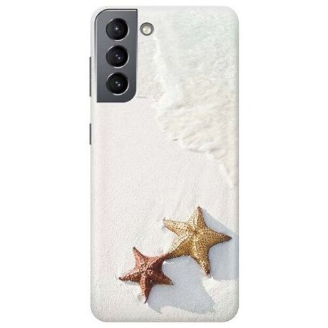 Ультратонкий силиконовый чехол-накладка для Samsung Galaxy S21 с принтом "Две морские звезды"