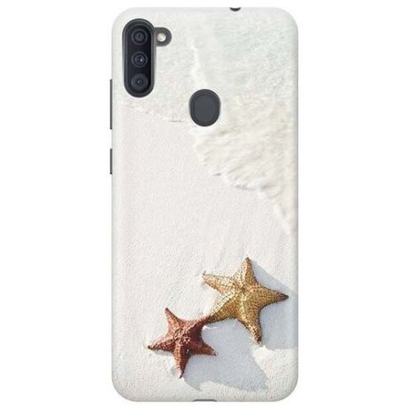 Ультратонкий силиконовый чехол-накладка для Samsung Galaxy A11 / M11 с принтом "Две морские звезды"