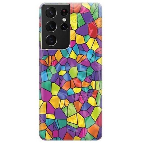 Ультратонкий силиконовый чехол-накладка для Samsung Galaxy S21 Ultra с принтом "Яркая мозаика"