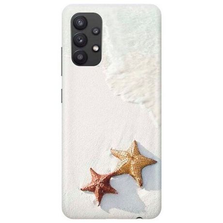 Ультратонкий силиконовый чехол-накладка для Samsung Galaxy A32 с принтом "Две морские звезды"