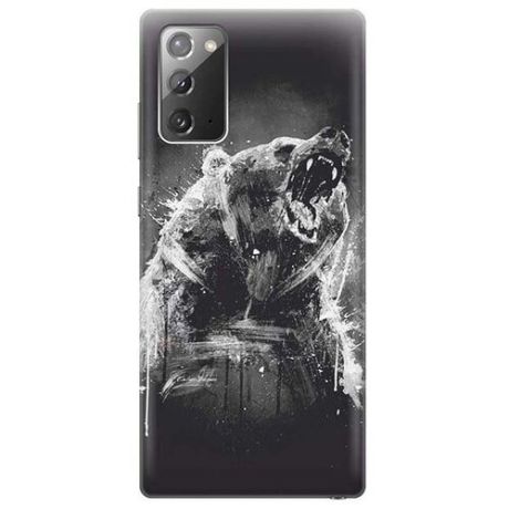 Ультратонкий силиконовый чехол-накладка для Samsung Galaxy Note 20 с принтом "Разъяренный медведь"