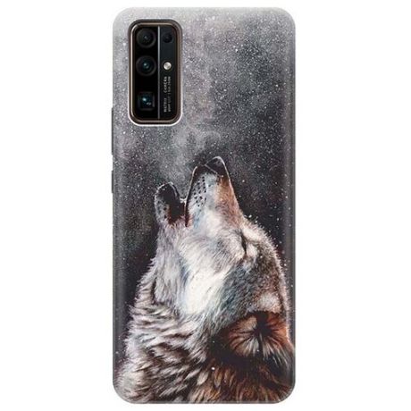 Ультратонкий силиконовый чехол-накладка для Honor 30 с принтом "Морозный волк"