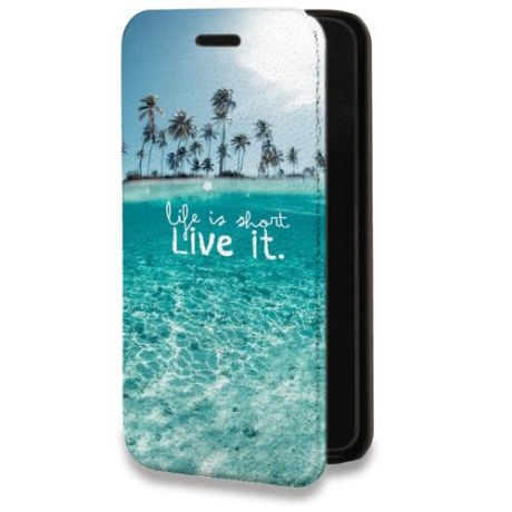 Дизайнерский горизонтальный чехол-книжка для Iphone 12 Mini Пляж