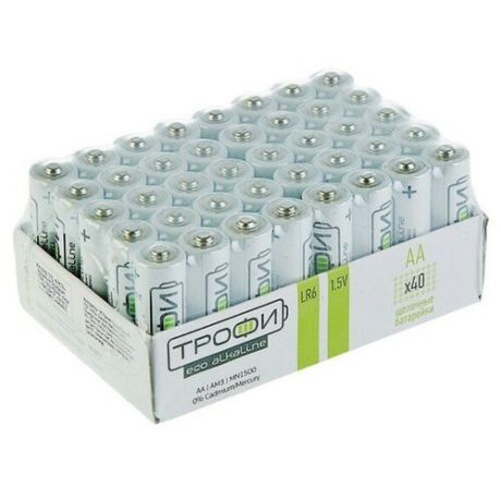 Батарейка алкалиновая "Трофи" Eco, AA, LR6-40BOX, 1.5В, набор 40 шт. 2478472