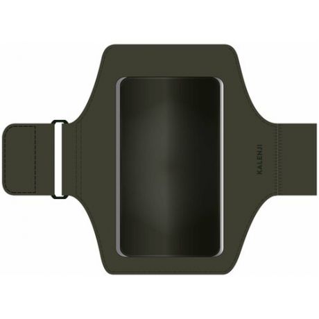 Чехол-нарукавник для смартфона для бега хаки, размер: UNIQUE, цвет: Чёрно-Зелёный Цвет KALENJI Х Decathlon