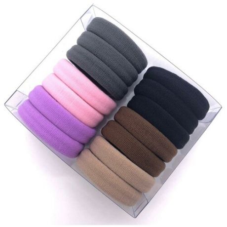 Комплект женских резинок для волос 14 штук, средние, цветные, фиолетовые/розовые