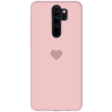 Силиконовая чехол-накладка Silky Touch для Xiaomi Redmi Note 8 Pro с принтом "Heart" розовая