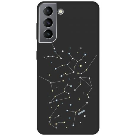 Ультратонкая защитная накладка Soft Touch для Samsung Galaxy S21 с принтом "Constellations" черная