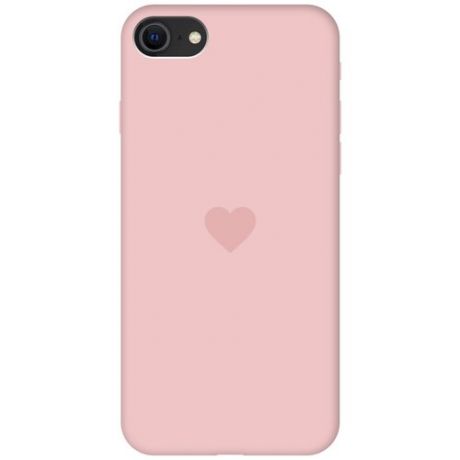 Силиконовая чехол-накладка Silky Touch для Apple iPhone 7 / 8 / SE (2020) с принтом "Heart" розовая