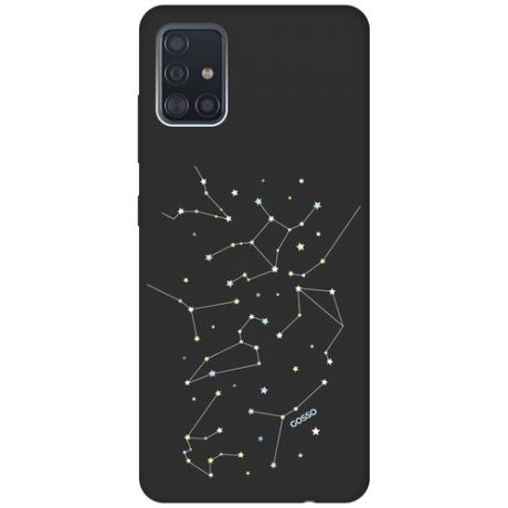 Ультратонкая защитная накладка Soft Touch для Samsung Galaxy A51 с принтом "Constellations" черная