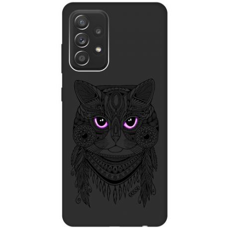 Ультратонкая защитная накладка Soft Touch для Samsung Galaxy A52 с принтом "Grand Cat" черная