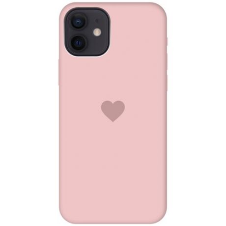 Силиконовая чехол-накладка Silky Touch для Apple iPhone 12 / 12 Pro с принтом "Heart" розовая