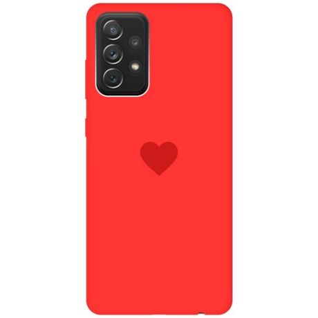 Силиконовая чехол-накладка Silky Touch для Samsung Galaxy A72 с принтом "Heart" красная