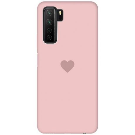 Силиконовая чехол-накладка Silky Touch для Huawei Nova 7 SE / Honor 30S с принтом "Heart" розовая