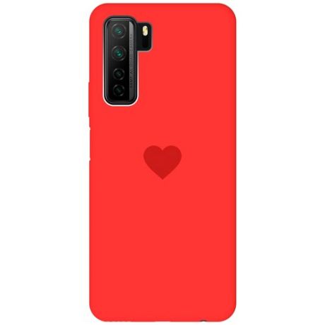 Силиконовая чехол-накладка Silky Touch для Huawei Nova 7 SE / Honor 30S с принтом "Heart" красная