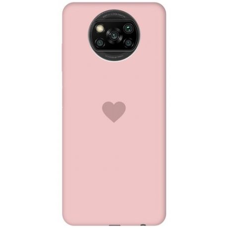 Силиконовая чехол-накладка Silky Touch для Xiaomi Poco X3 с принтом "Heart" розовая
