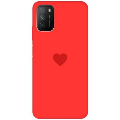 Силиконовая чехол-накладка Silky Touch для Xiaomi Poco M3 с принтом "Heart" красная