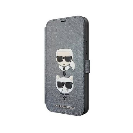 Чехол Karl Lagerfeld PU Saffiano Karl and Choupette Booktype Silver для iPhone 12 Pro Max