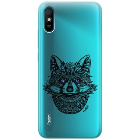 Ультратонкий силиконовый чехол-накладка Transparent для Xiaomi Redmi 9A с 3D принтом "Grand Raccoon"