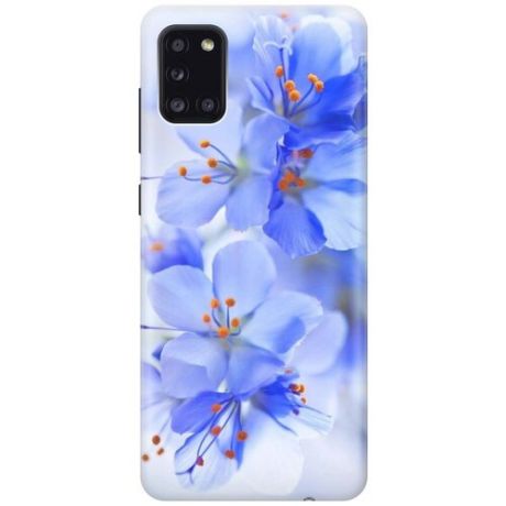 Ультратонкий силиконовый чехол-накладка для Samsung Galaxy A31 с принтом "Лазурные орхидеи"