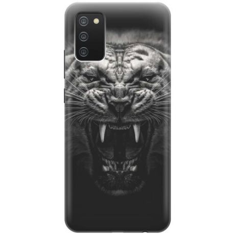 Ультратонкий силиконовый чехол-накладка для Samsung Galaxy A02s с принтом "Оскал тигра"