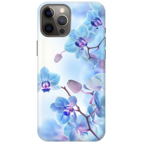 Ультратонкий силиконовый чехол-накладка для Apple iPhone 12 Pro Max с принтом "Голубые орхидеи"