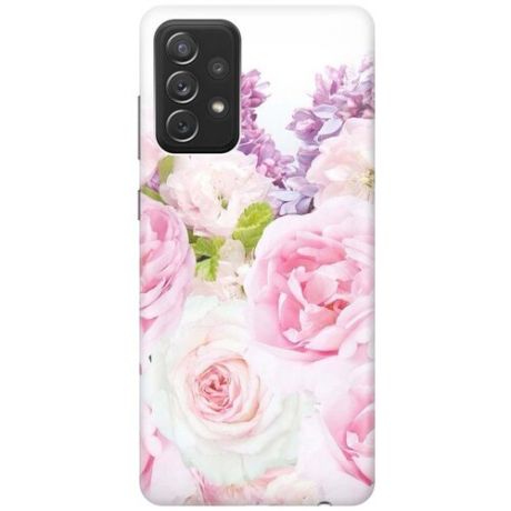 Ультратонкий силиконовый чехол-накладка для Samsung Galaxy A72 с принтом "Розовый букет"