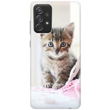 Ультратонкий силиконовый чехол-накладка для Samsung Galaxy A72 с принтом "Милый котенок"