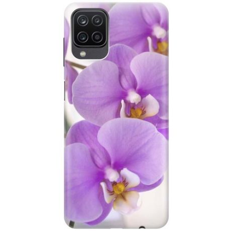 Ультратонкий силиконовый чехол-накладка для Samsung Galaxy A12 с принтом "Сиреневые орхидеи"