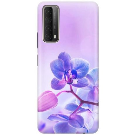 Ультратонкий силиконовый чехол-накладка для Huawei P Smart 2021 с принтом "Лиловые орхидеи"