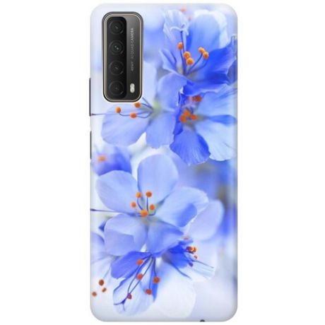 Ультратонкий силиконовый чехол-накладка для Huawei P Smart 2021 с принтом "Лазурные орхидеи"