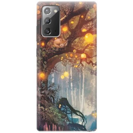 Ультратонкий силиконовый чехол-накладка для Samsung Galaxy Note 20 с принтом "Лиса на древе"