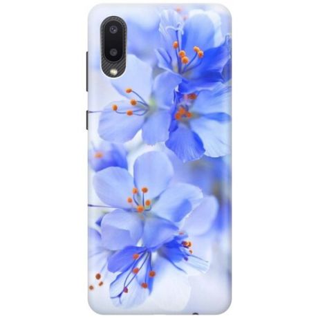 Ультратонкий силиконовый чехол-накладка для Samsung Galaxy A02 с принтом "Лазурные орхидеи"