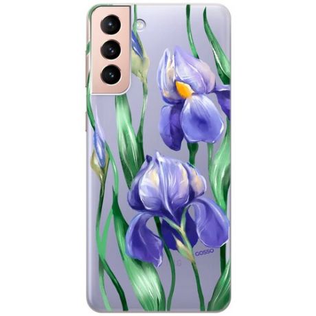 Ультратонкий силиконовый чехол-накладка Transparent для Samsung Galaxy S21 Plus с 3D принтом "Amazing Irises"