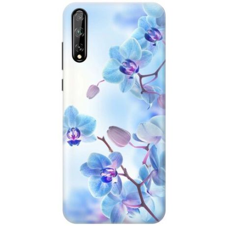 Ультратонкий силиконовый чехол-накладка для Huawei Y8p / Honor 30i с принтом "Голубые орхидеи"