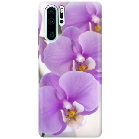 Ультратонкий силиконовый чехол-накладка для Huawei P30 Pro с принтом "Сиреневые орхидеи"