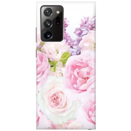 Ультратонкий силиконовый чехол-накладка для Samsung Galaxy Note 20 Ultra с принтом "Розовый букет"