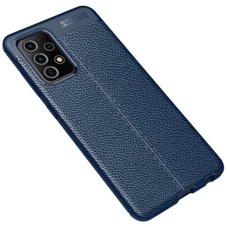 Силиконовый чехол накладка для Samsung Galaxy A52 с текстурой кожи синий