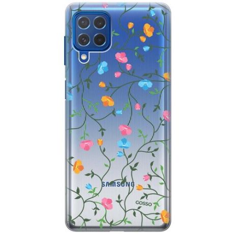 Ультратонкий силиконовый чехол-накладка Transparent для Samsung Galaxy M62 с 3D принтом "Сurly Flowers"