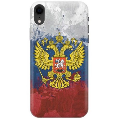 GOSSO Ультратонкий силиконовый чехол-накладка для Apple iPhone XR с принтом "Герб и Флаг РФ"