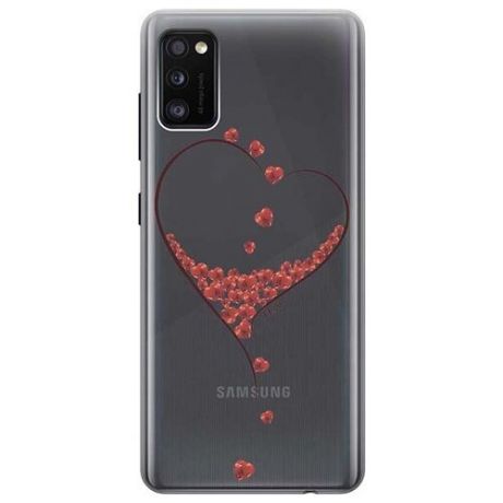 Ультратонкий силиконовый чехол-накладка для Samsung Galaxy A41 с 3D принтом "Little hearts"
