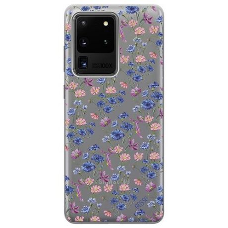 Ультратонкий силиконовый чехол-накладка для Samsung Galaxy S20 Ultra с 3D принтом "Lovely Cornflowers"