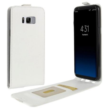 Вертикальный чехол-книжка для Samsung Galaxy S8 Plus с отделениями для карт и магнитной защелкой белый